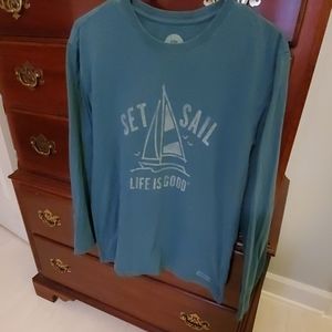 Womens Life is Good Sailing Long Sleeve Tshirt